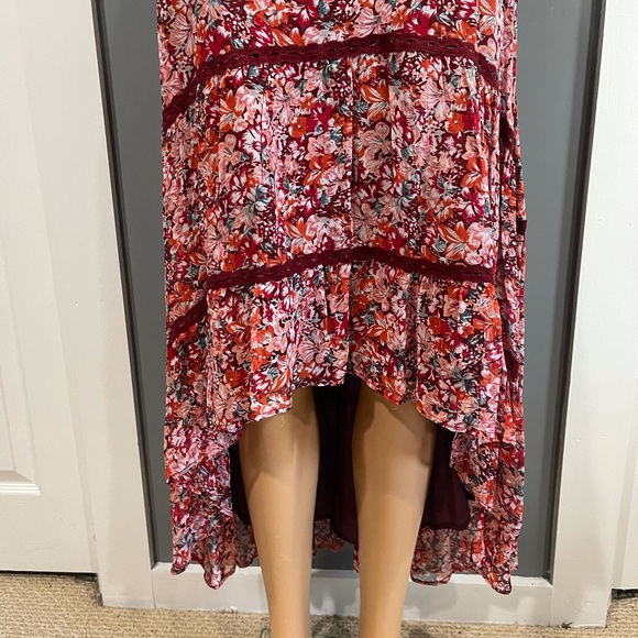 Cecilie Copenhagen Gaby Floral Print Midi Skirt In Red - Picture 2 of 10